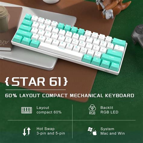Magegee Star Rgb Mechanical Gaming Keyboard Hot Swappable Detachable Type C Cable Keyboard