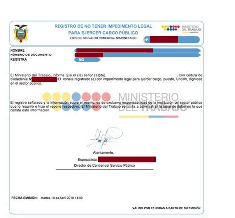 Certificado De No Tener Impedimento Para Ejercer Cargo Público 2021