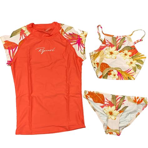 Rip Curl Girls Piece Bikini Rash Guard Set Leilani