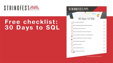 Free Checklist 30 Days To Sql Data Analyst Stringfest Analytics