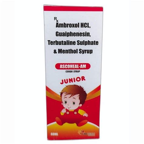 60ml Ambroxol Hcl Terbutaline Sulphate Guaiphenesin And Menthol Syrup