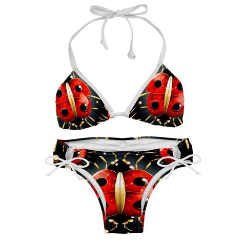 Seven Starred Ladybird Women S Bikini Set With Detachable Sponge And Adjustable Strap Two Pack