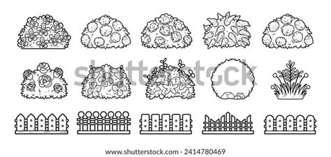 Bush Fence Outline Sketch Vector Illustration Stock Vector (Royalty ...