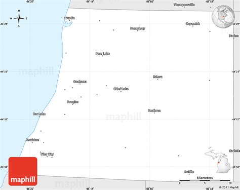 Silver Style Simple Map Of Manistee County