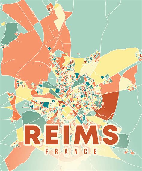 reims france map digital art  alexandru chirila pixels