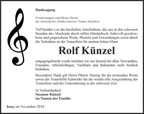 Traueranzeigen von Rolf Künzel trauer in thueringen de