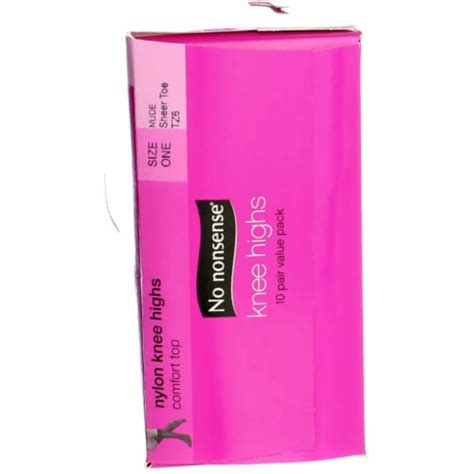 No Nonsense Knee Highs Nylon Knee Highs Nude TZ6 Size One Sheer Toe 10 Ct 4 Pack 10 Count