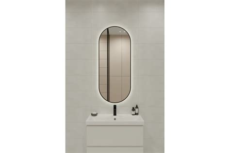 Зеркало Cersanit ECLIPSE smart 50x122 с подсветкой, овальное, в черной ...