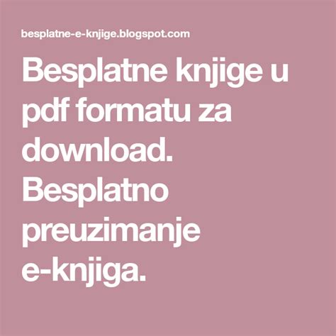 Besplatne Knjige U Pdf Formatu Za Download Besplatno Preuzimanje E