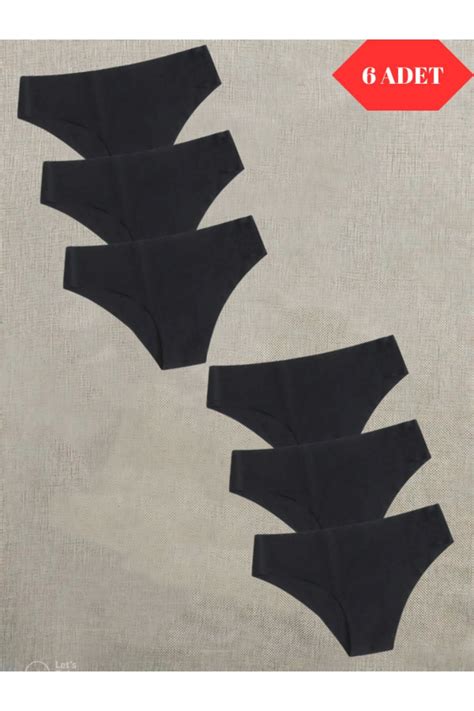 Adeniz Kad N Siyah Ten Paket Diki Siz Lazer Kesim Iz Yapmaz Likral Bikini Slip K Lot Fiyat