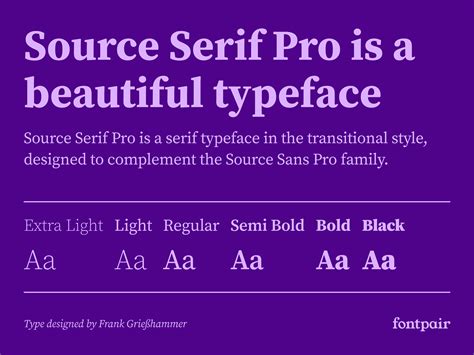 Source Serif Pro Free Serif Font Fontpair