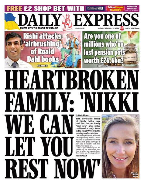 Daily Express Front Page 21st Of February 2023 Tomorrows Papers Today