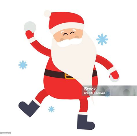 Cartoon Santa Snowball Game Winter Illustration Stock Illustration