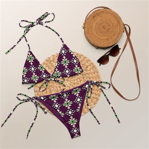 Navajo Aztec Recycled String Bikini Set Southwest Navajo Clothing Cowgirl Bathing Suit Trendy