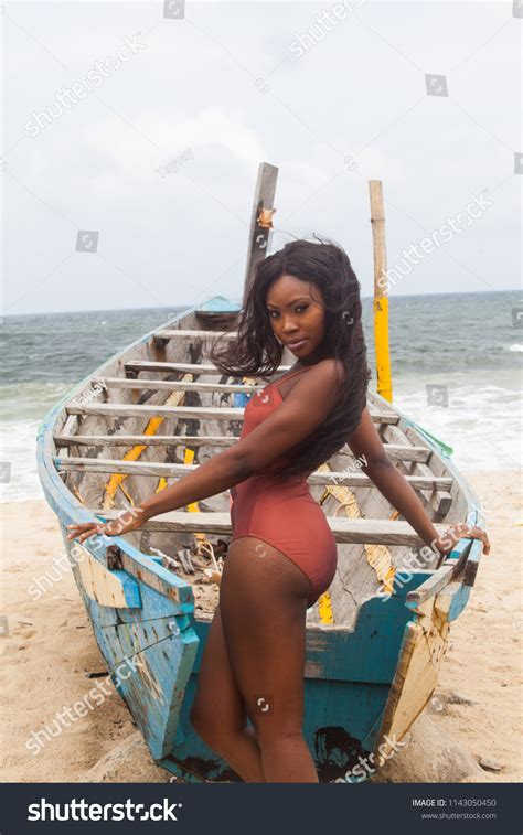 Attractive Ebony Bikini Model Posing On Stock Photo 1143050450 Shutterstock