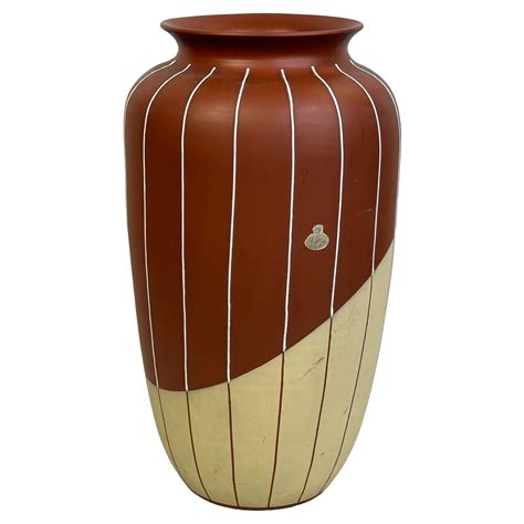 Tall Mid Century German Pottery Ceramic Floor Vase Vintage 1950s For