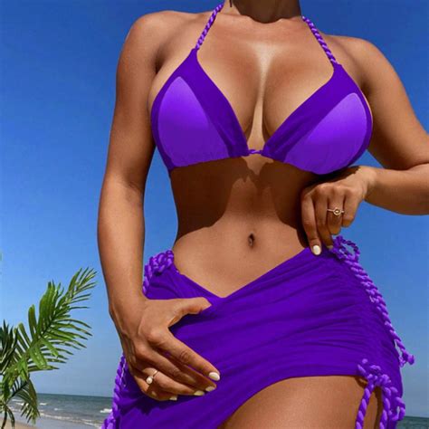 Augper Women S Sexy Swimsuit Three Piece Bikini Split Bikini Swimsuit