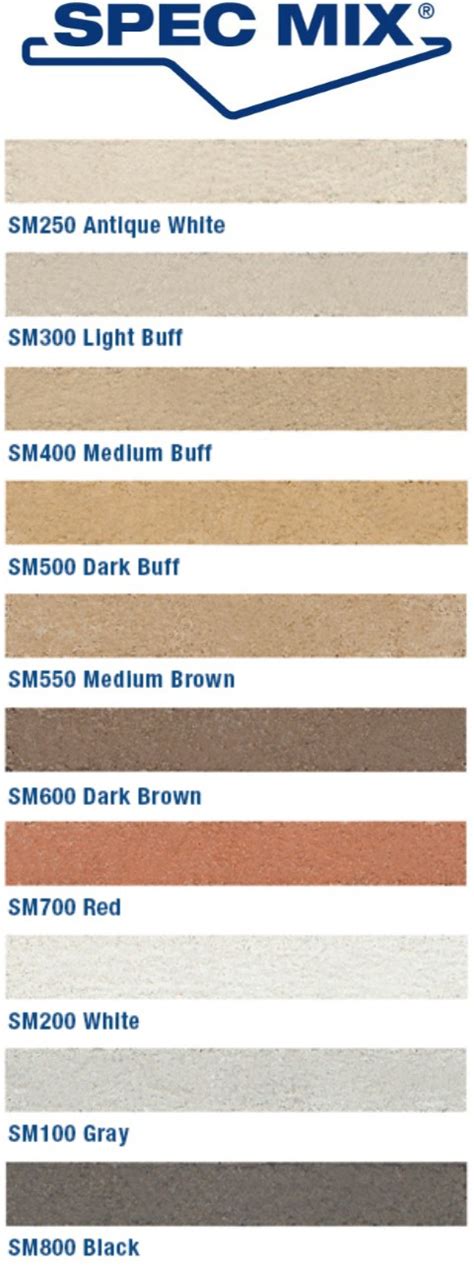 Brick Form Mortar Color Chart