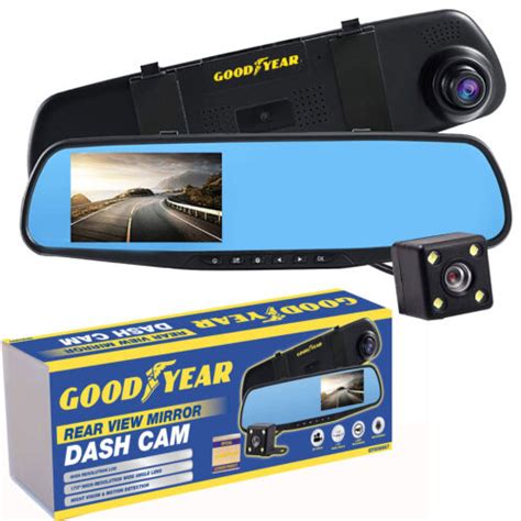 Goodyear Hd Mirror Dash Cam Car Dvr Video Recorder With Front And Rear Camera Ebay