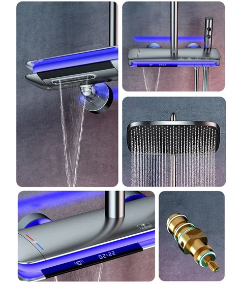 SG Stock LED Digital Rain Shower Set Bathroom Hot Cold Mixer Shower System Wall Mount SPA Rain