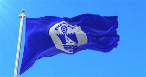 Flag Of The City Of Bat Yam In Israel Stock Video Pond