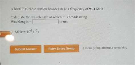 Solved A Local Fm Radio Station Broadcasts At A Frequency Of Chegg