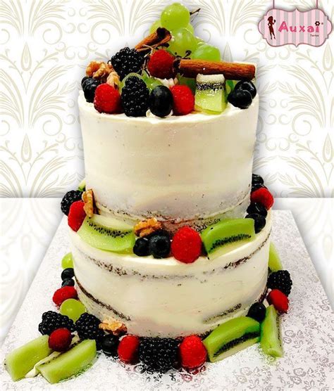 Tarta Semi Naked Con Frutas De Temporada Sin Fondant Auxai Tartas