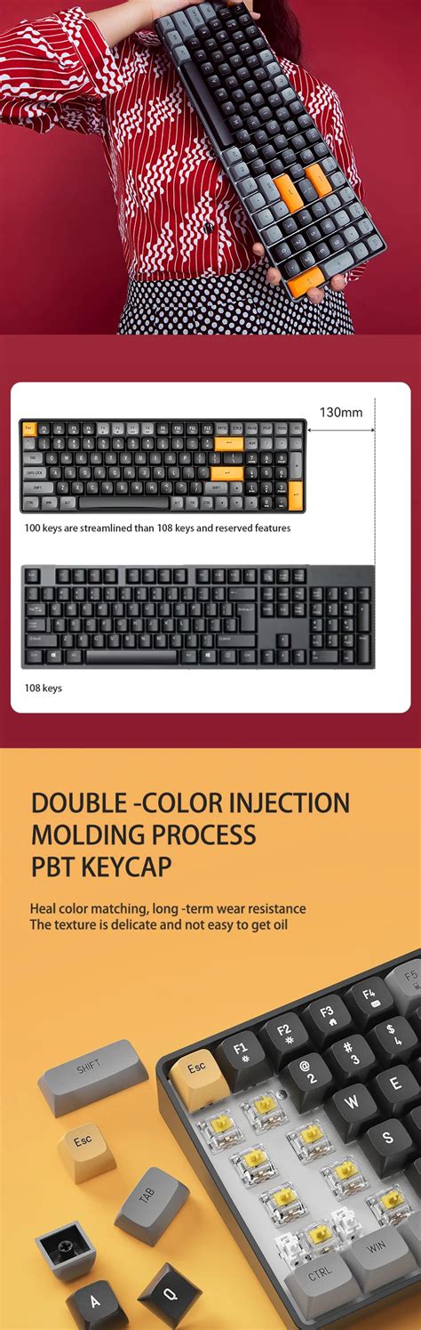 Aigo A Gaming Mechanical Keyboard G Wireless USB Type C Wired Blue Switch Key Hot Swap