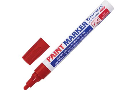 Лаковый маркер-краска BRAUBERG paint marker 4 мм, красный, professional ...