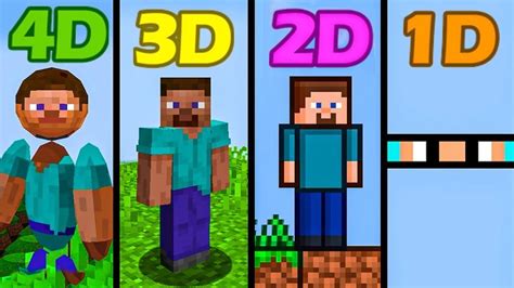 Minecraft 0d Vs 1d Vs 2d Vs 3d Vs 4d Be Like Youtube