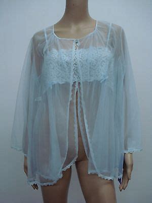 USA Made Nancy King Lingerie Baby Doll Top Jacket Pajamas Small Blue 436L EBay