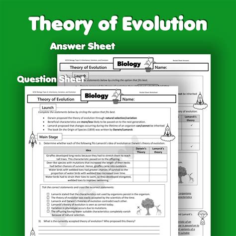 Theory Of Evolution Home Learning Worksheet Gcse Uk