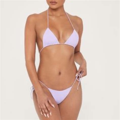 Meshki Swim Meshki Lilac Light Purple Amalia Tie Up Bikini Top And Bottom Medium Large Sexy