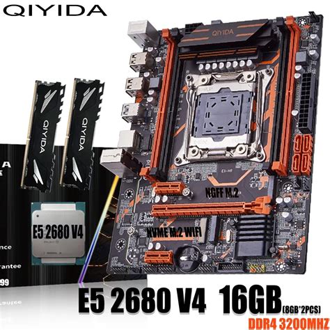 QIYIDA X99 motherboard set LGA2011 3 E5 2680 V4 kit 2*8gb=16GB 3200MHz ...