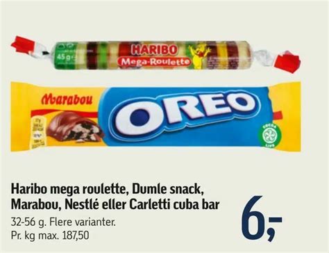 Haribo mega roulette Dumle snack Marabou Nestlé eller Carletti cuba