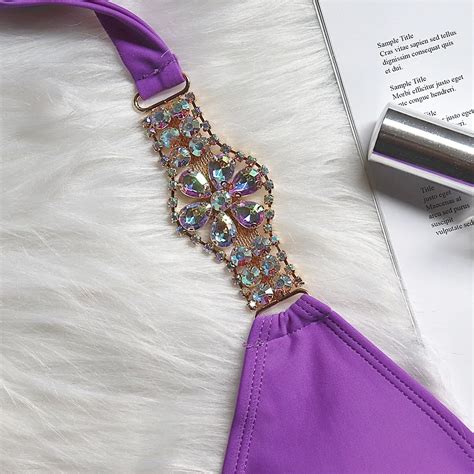 Sexy Luxury Crystal Diamond Bikini Plain Female Split Bandage Swimsuit