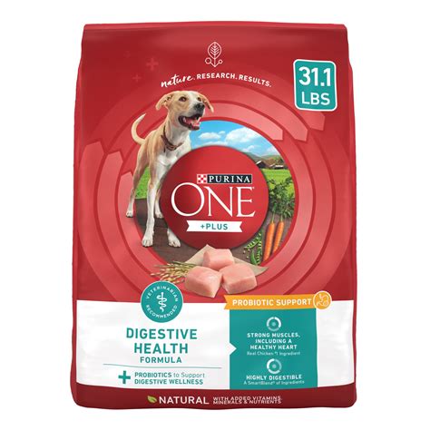 Purina One +Plus Dry Dog Food for Adult Dogs, High Protein, Sensitive Stomach, Real Chicken, 31.