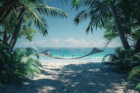 Premium Photo Hammock Between Palm Trees On Tropical Beach