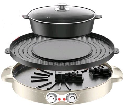 Electric Hot Pot Grill Pan Indoor Korean Bbq Teppanyaki Grill Shabu Shabu Pot Tv Home