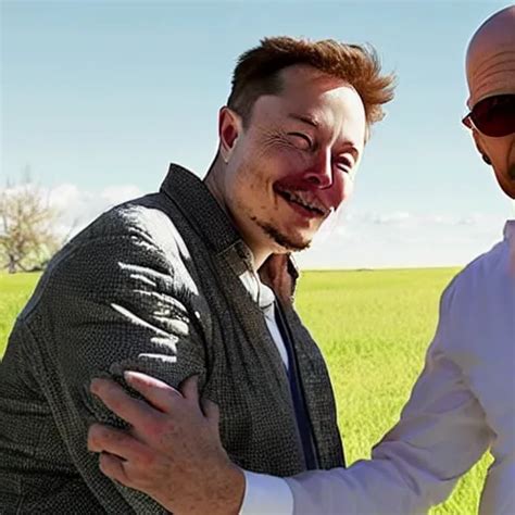 Elon Musk Hugging Walter White On A Grass Field Stable Diffusion