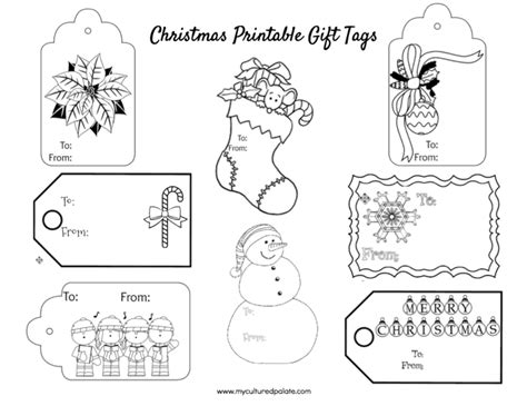 Free Christmas Gift Tags To Color Cultured Palate Worksheets Library