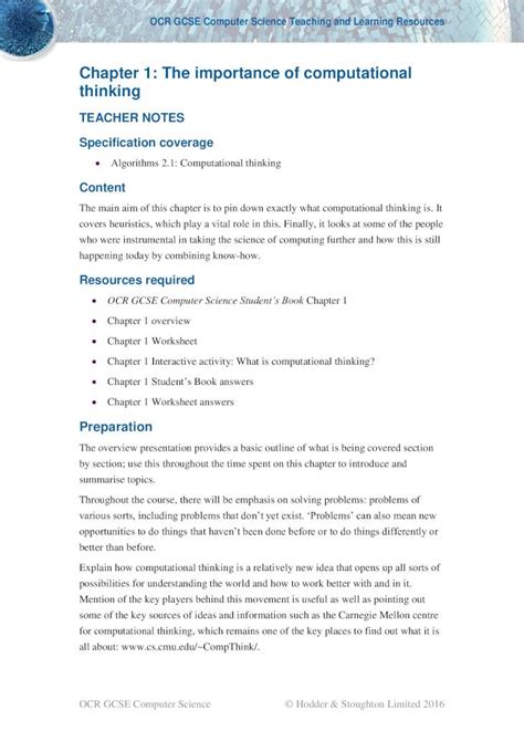 Pdf Chapter The Importance Of Computational Thinking Ocr Gcse