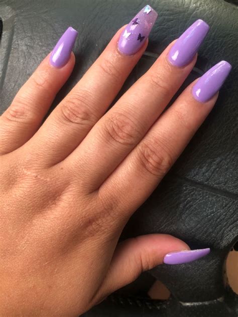 Purple Butterfly Nails Lilac Nails Purple Nails Short Coffin Nails