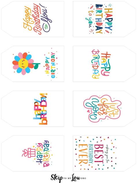 Happy Birthday Tags Skip To My Lou Birthday Gift Tags Printable