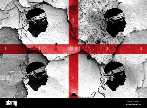 Flag Of Sardinia Painted On Cracked Wall Stock Photo Alamy