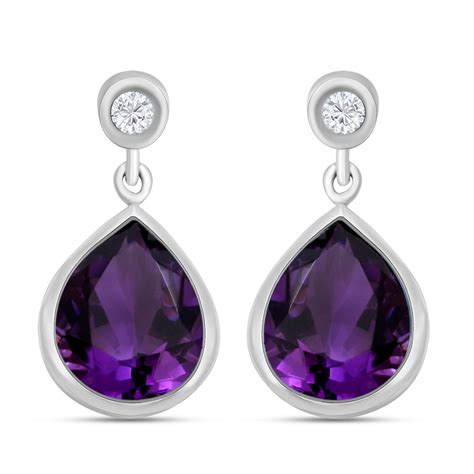 Afrikanische Amethyst Und Zirkon Ohrh Nger In Silber Ct Shoplc