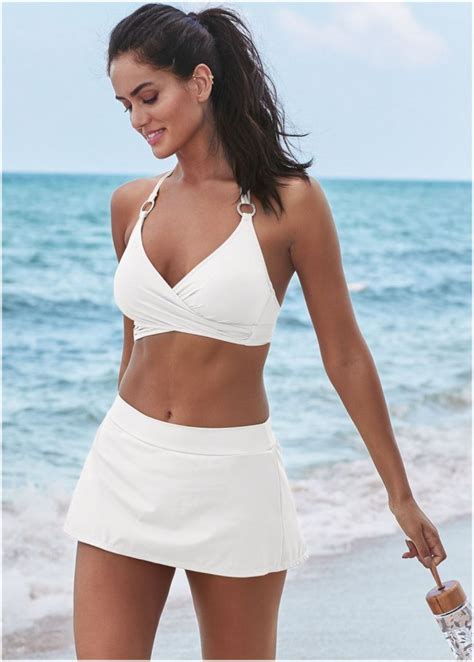 Venus Skirted Mid Rise Bottom Bikini Pearl White Venus Clothing 5622