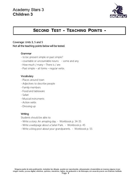 CH3 - Academy Stars III - Syllabus - Test 2 | PDF | Learning | Reading ...