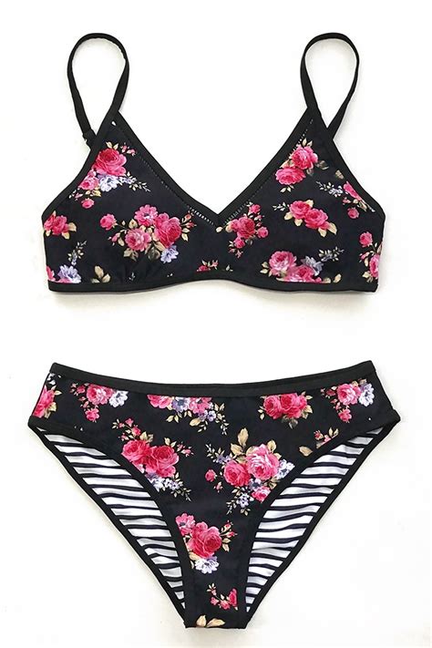 Bikini Reversible Rayas Floral