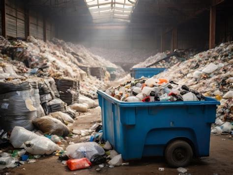 Premium Photo A Blue Dumpster With Full Of Trash